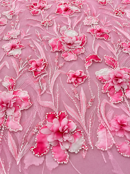 Hixy Floral 3D Fabric - Pink
