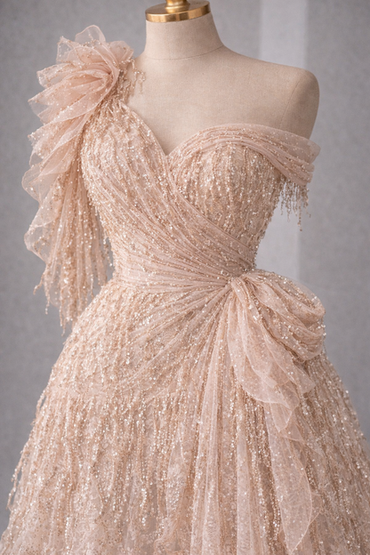 Luxury Fringe Pastel Sequin Lace Fabric – Premium Lace Couture Fabric