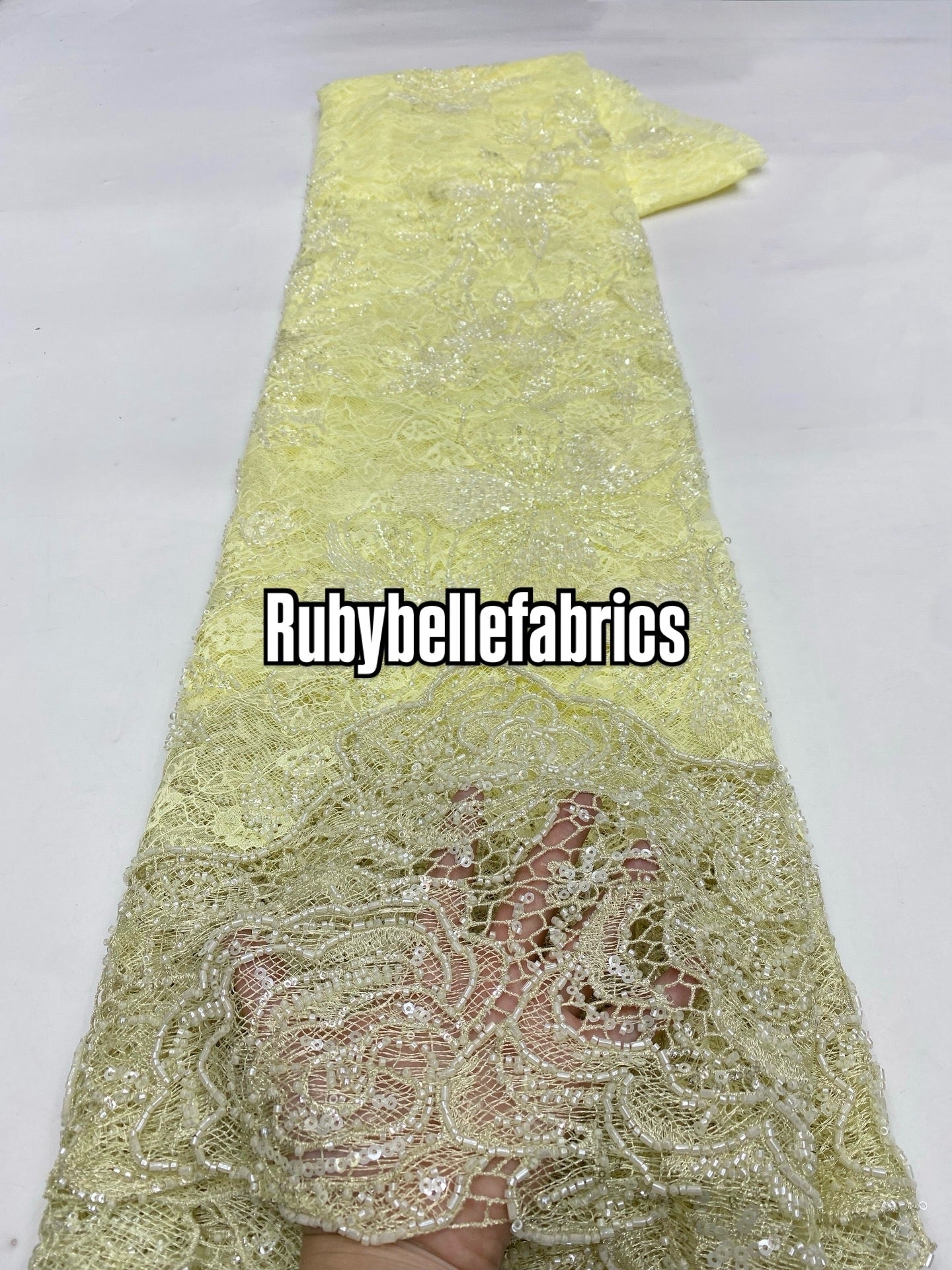 Etton Beaded Scallop Egde Lace Fabric