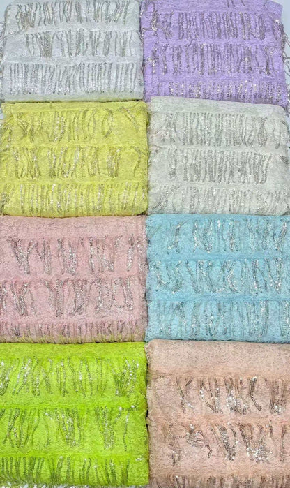 Luxury Fringe Pastel Sequin Lace Fabric – Premium Lace Couture Fabric