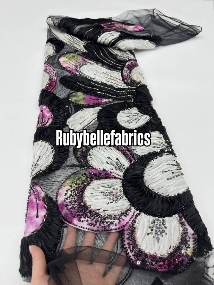 Arger Luxury Floral Beaded Sequin Fabric