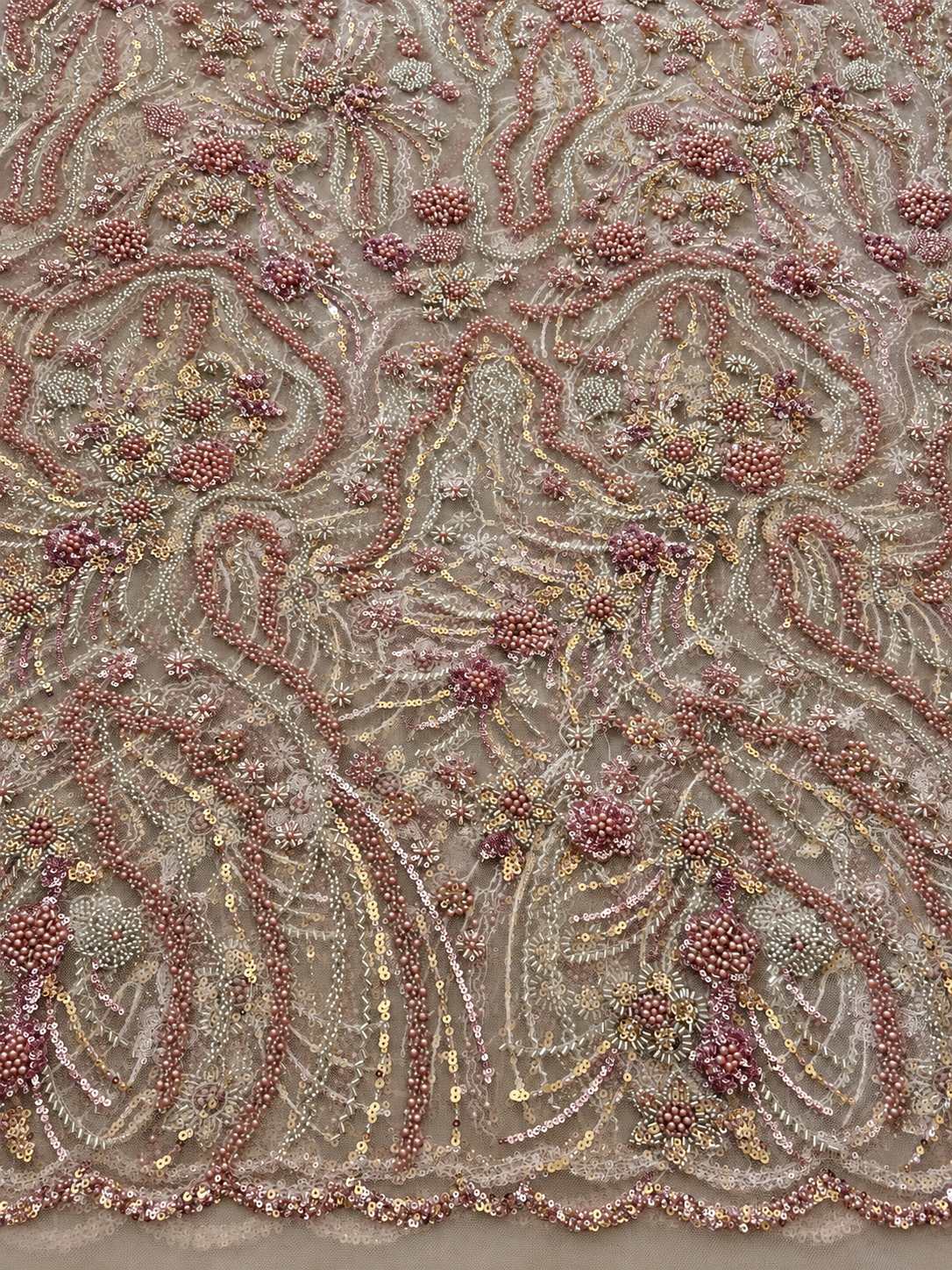Oyce Luxury Floral Beaded Fabric - Blush Pink