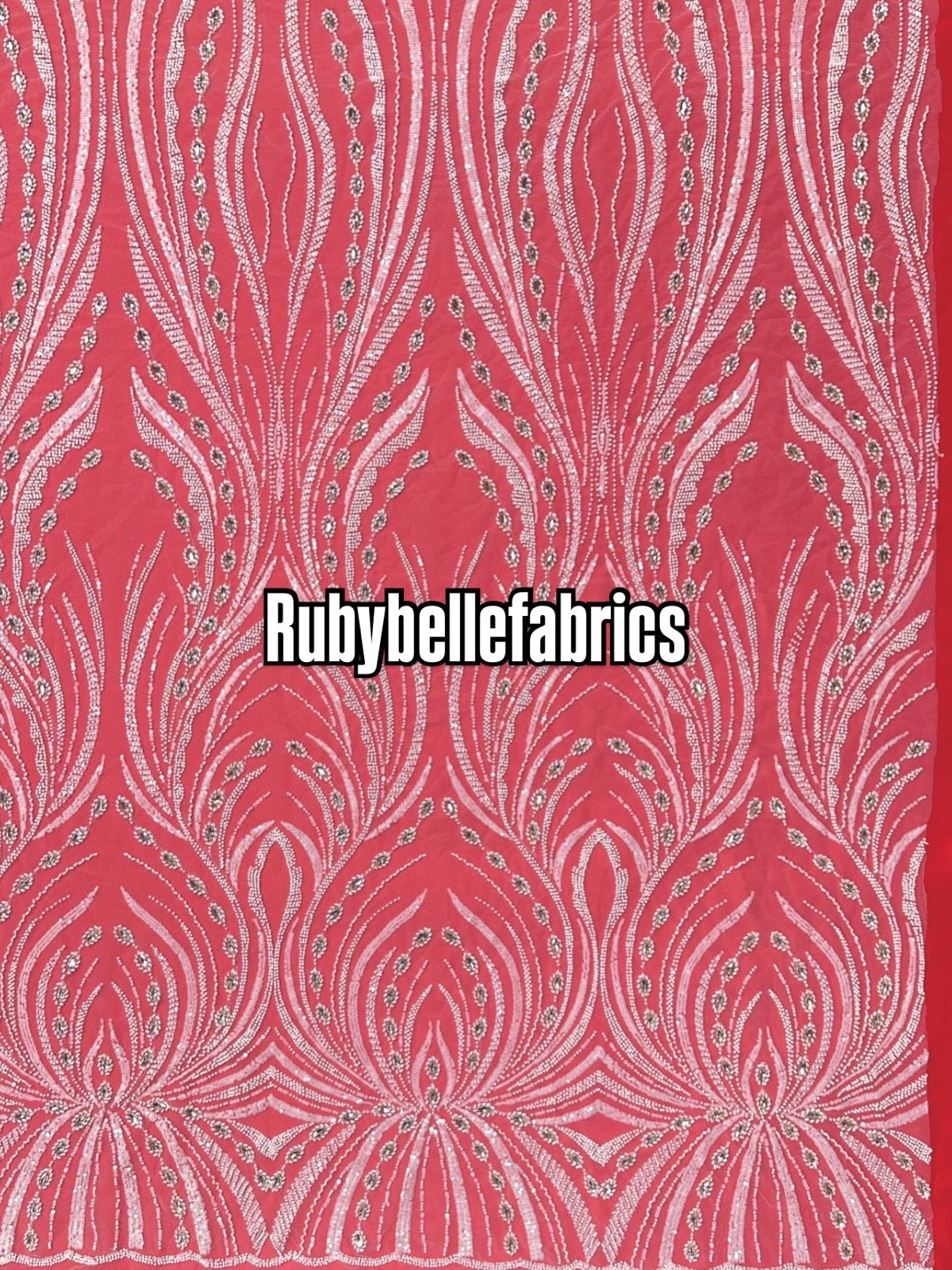 Arquise Crystal Beads Lace Fabric
