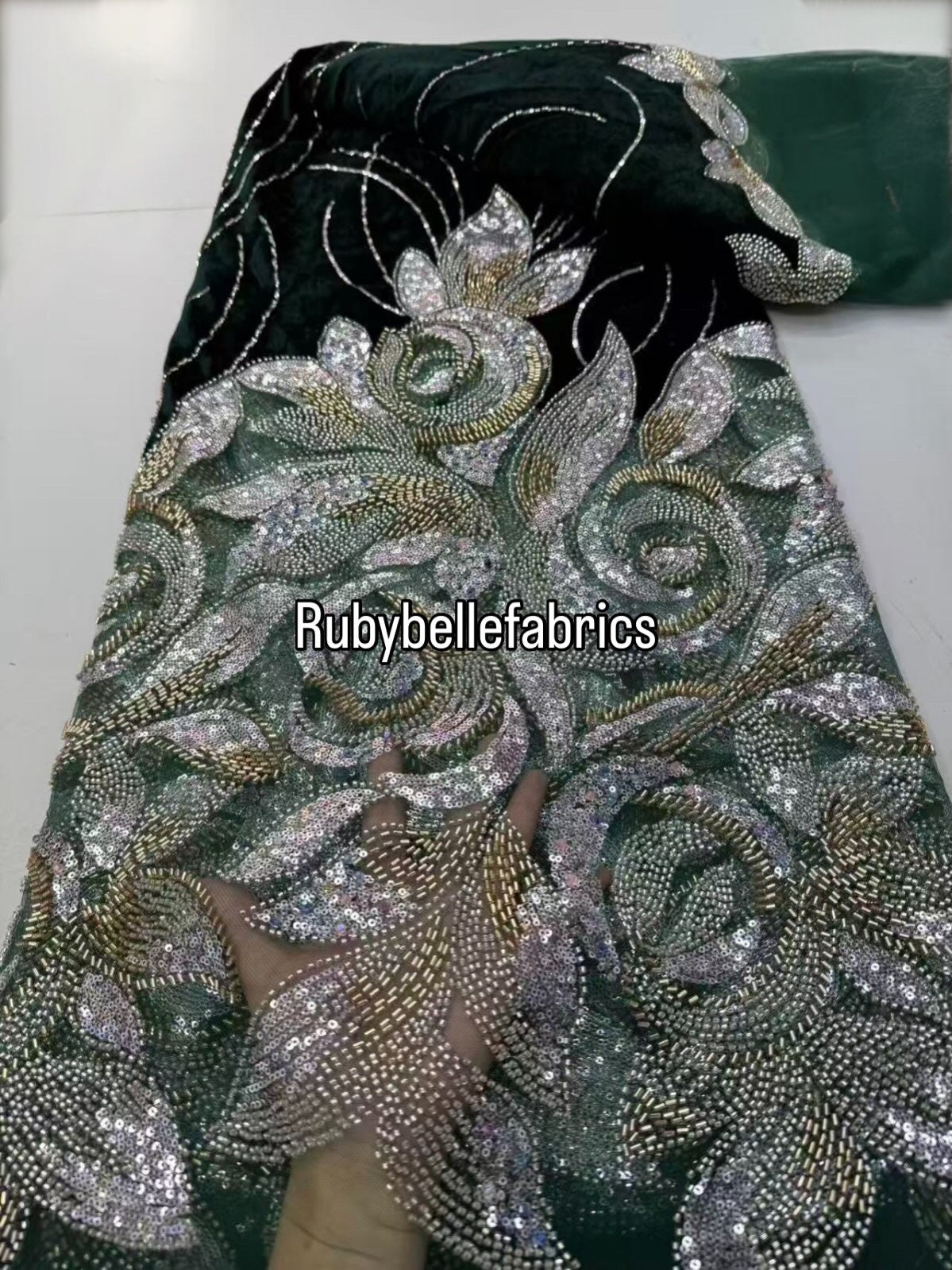 Orsley High Quality Beaded Velvet Fabric