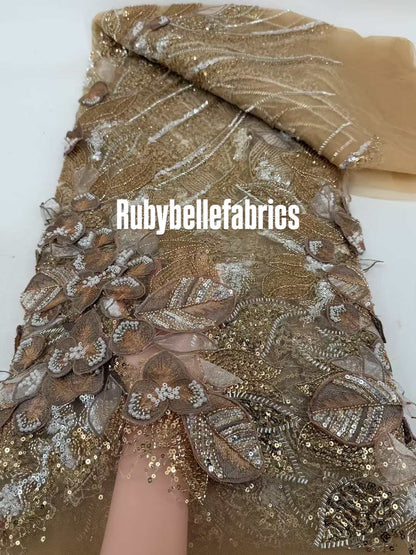 Hexille 3D Beaded Petal Couture Fabric