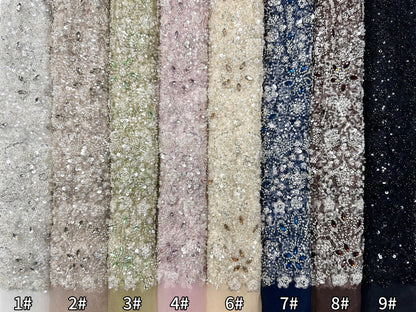 Atch Luxury 3D Floral Beaded Stone Fabric