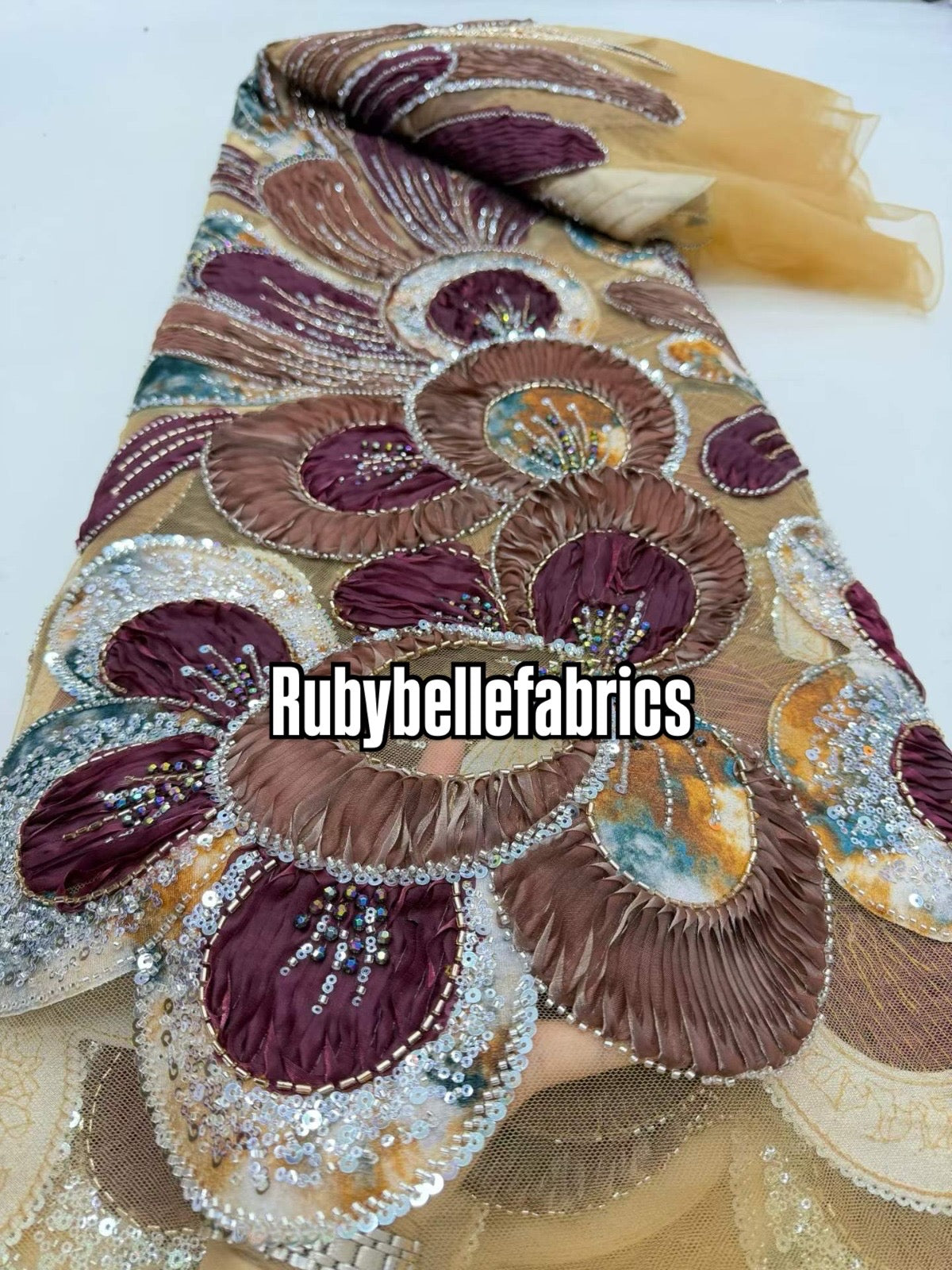 Arger Luxury Floral Beaded Sequin Fabric