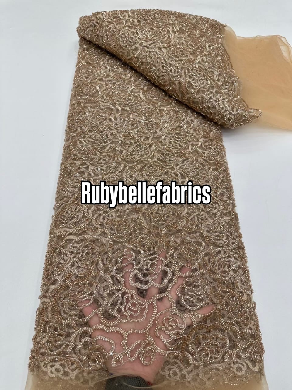 Poixy Tulle Guipure Style Beaded Fabric