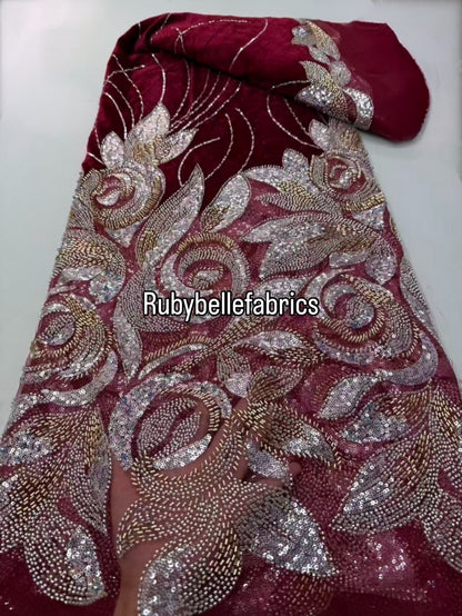 Orsley High Quality Beaded Velvet Fabric