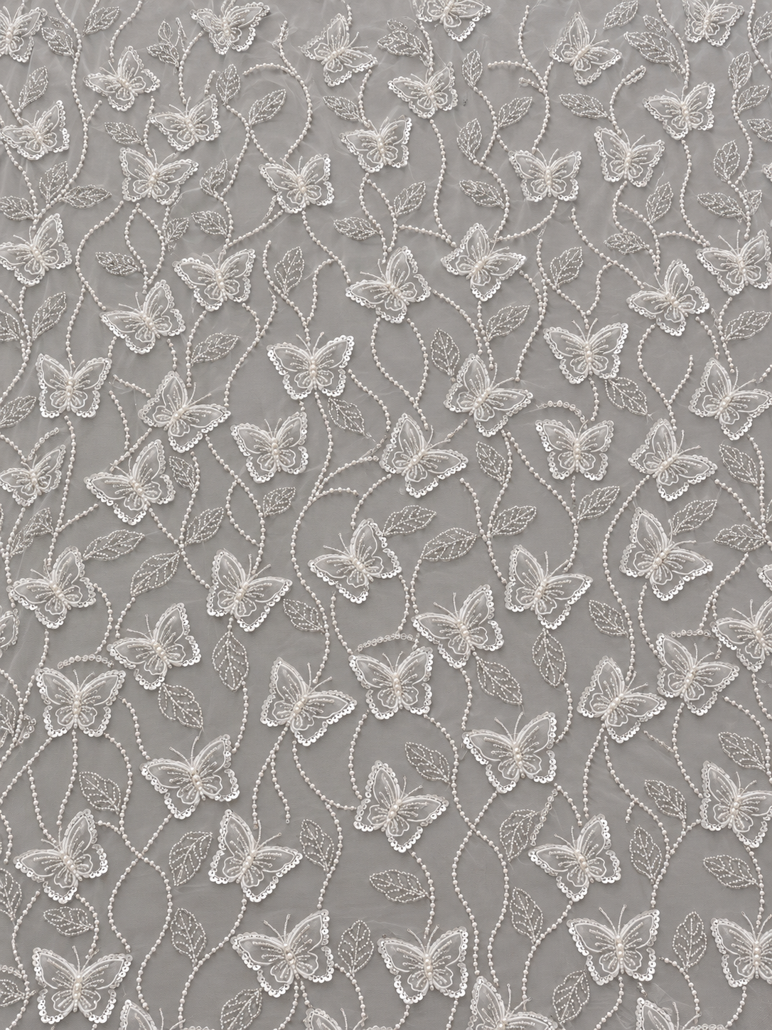 Butterfly 3D High Quality Fabric - White