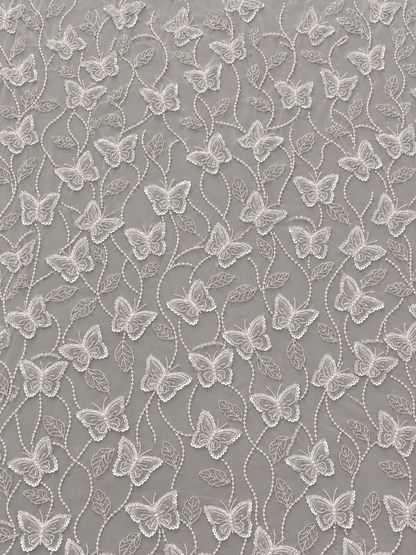Butterfly 3D High Quality Fabric - White