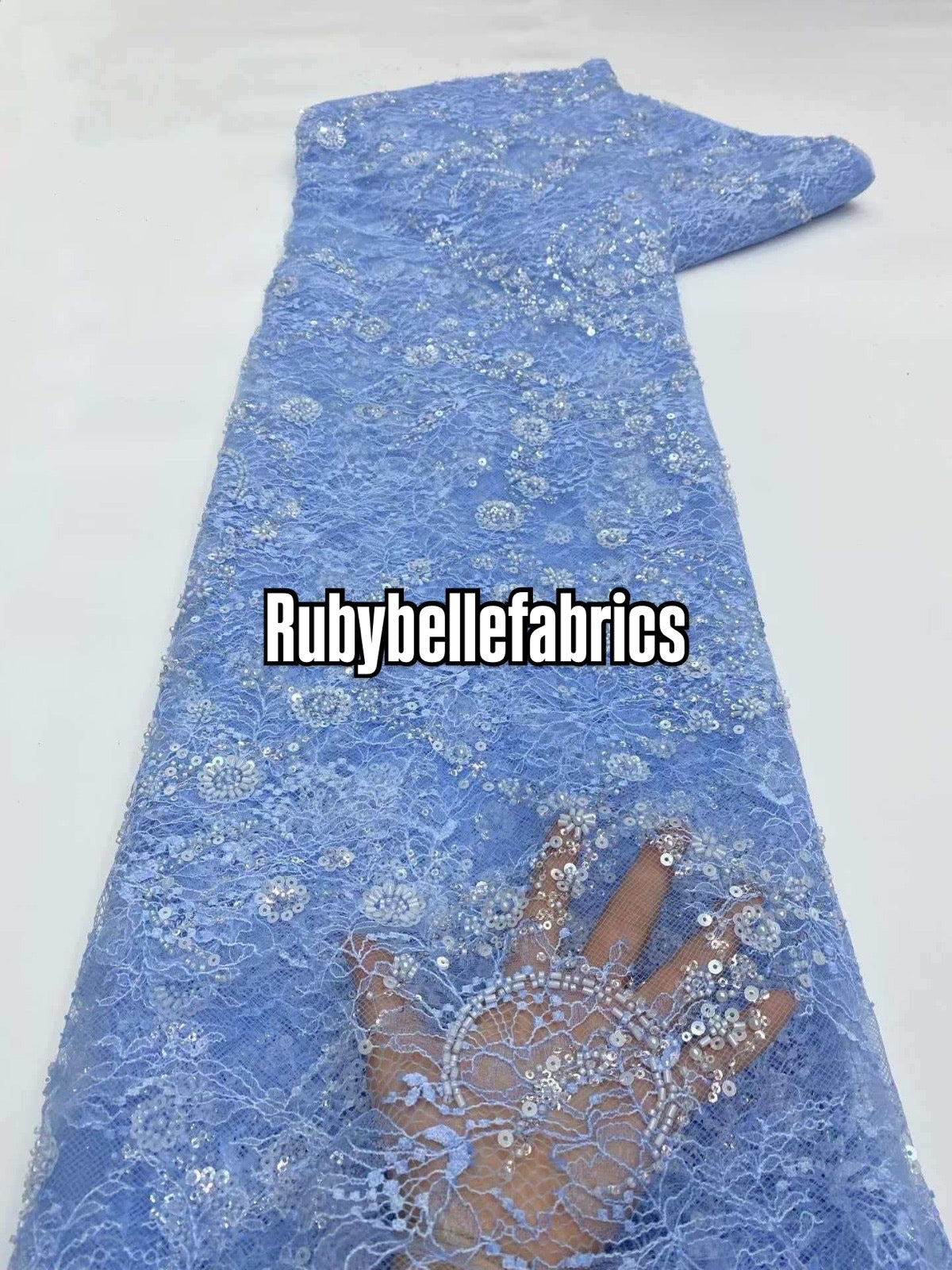 Patia Net Lace Floral Beaded Stone Fabric