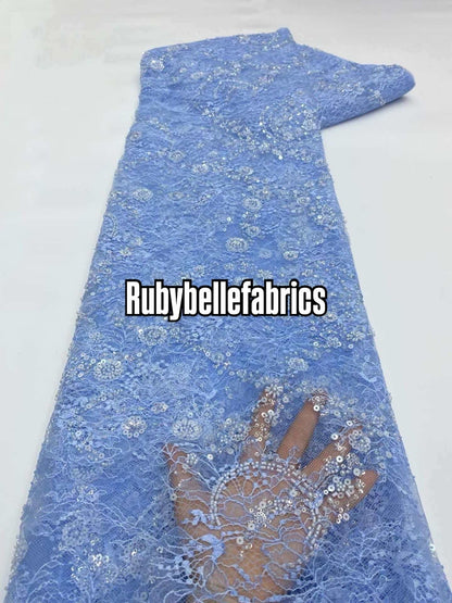 Patia Net Lace Floral Beaded Stone Fabric