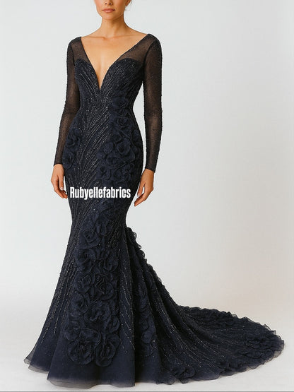 Urkey Roses 3D Sequin couture fabric