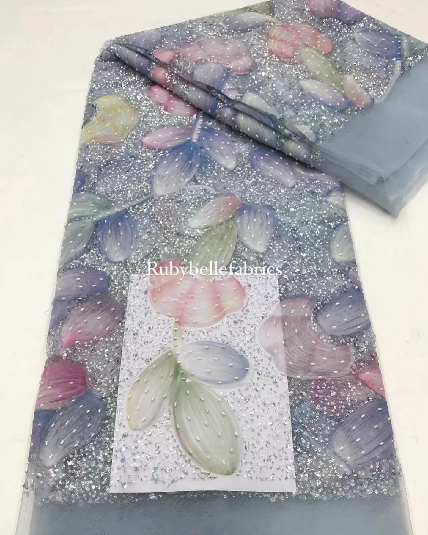 Hezzle Quality Floral Beaded Fabric