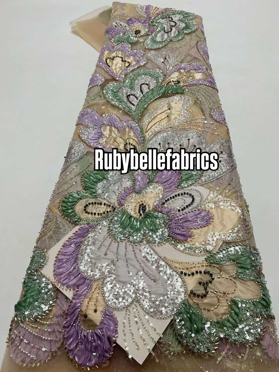 Astysx Beaded Sequin Lace Fabric