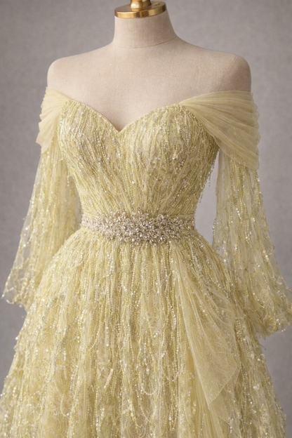 Luxury Fringe Pastel Sequin Lace Fabric – Premium Lace Couture Fabric