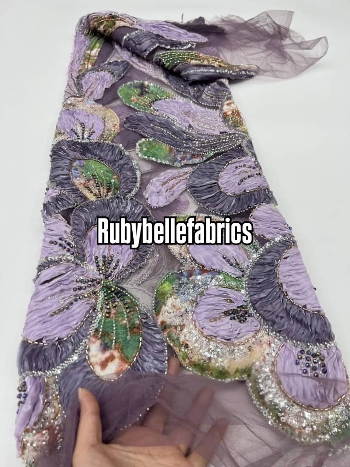 Arger Luxury Floral Beaded Sequin Fabric