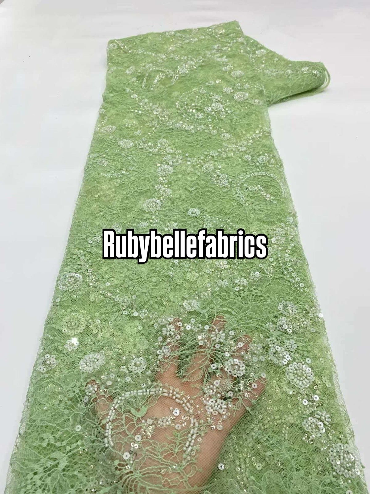 Patia Net Lace Floral Beaded Stone Fabric