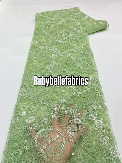 Patia Net Lace Floral Beaded Stone Fabric