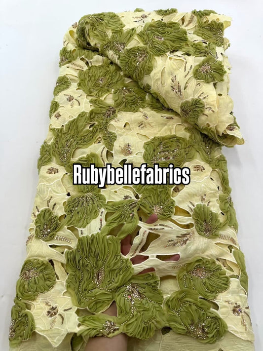 Ipped 3D Luxury Deluxe Floral Beaded Fabric