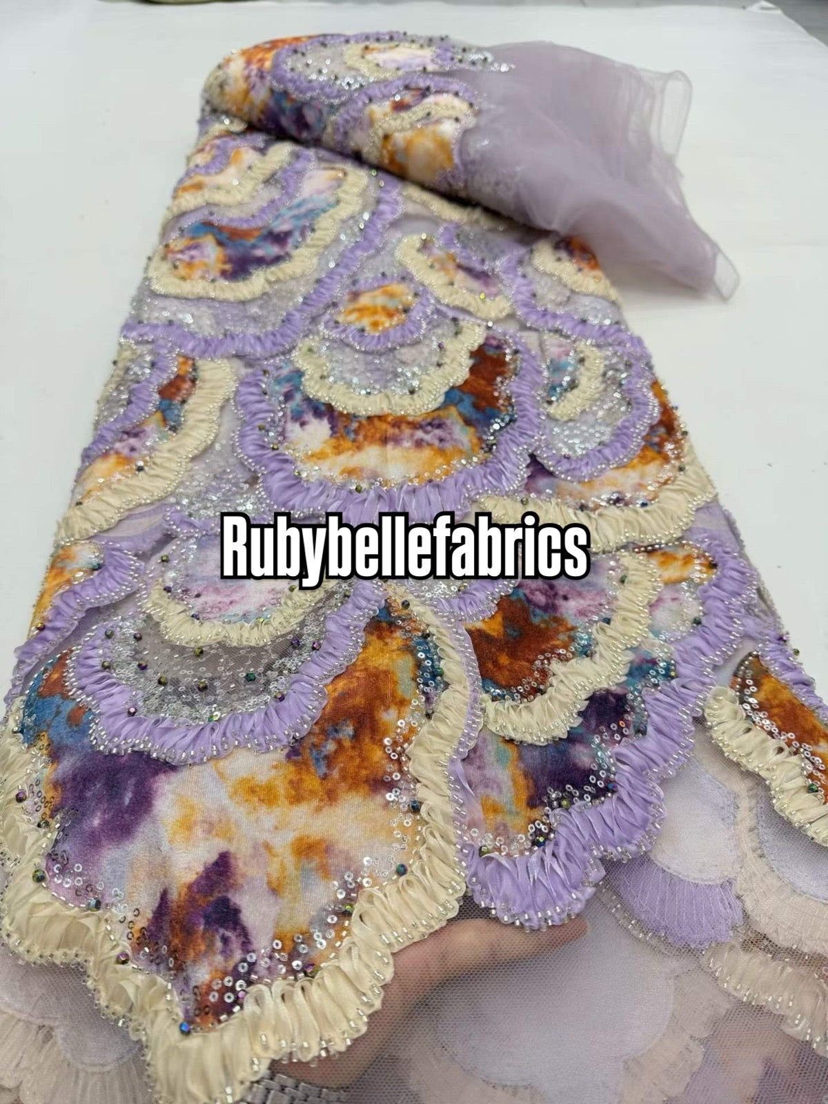 Atia Luxury Floral Beaded Sequin Fabric