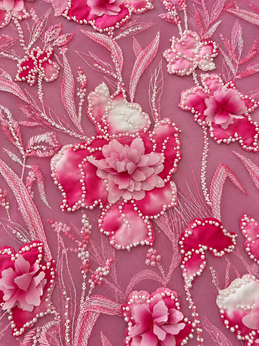 Hixy Floral 3D Fabric - Pink