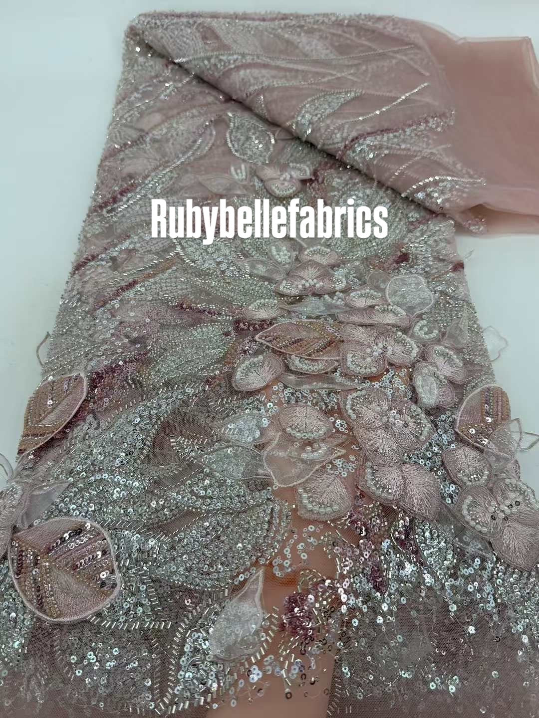 Hexille 3D Beaded Petal Couture Fabric