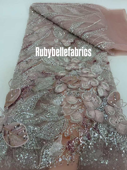 Hexille 3D Beaded Petal Couture Fabric