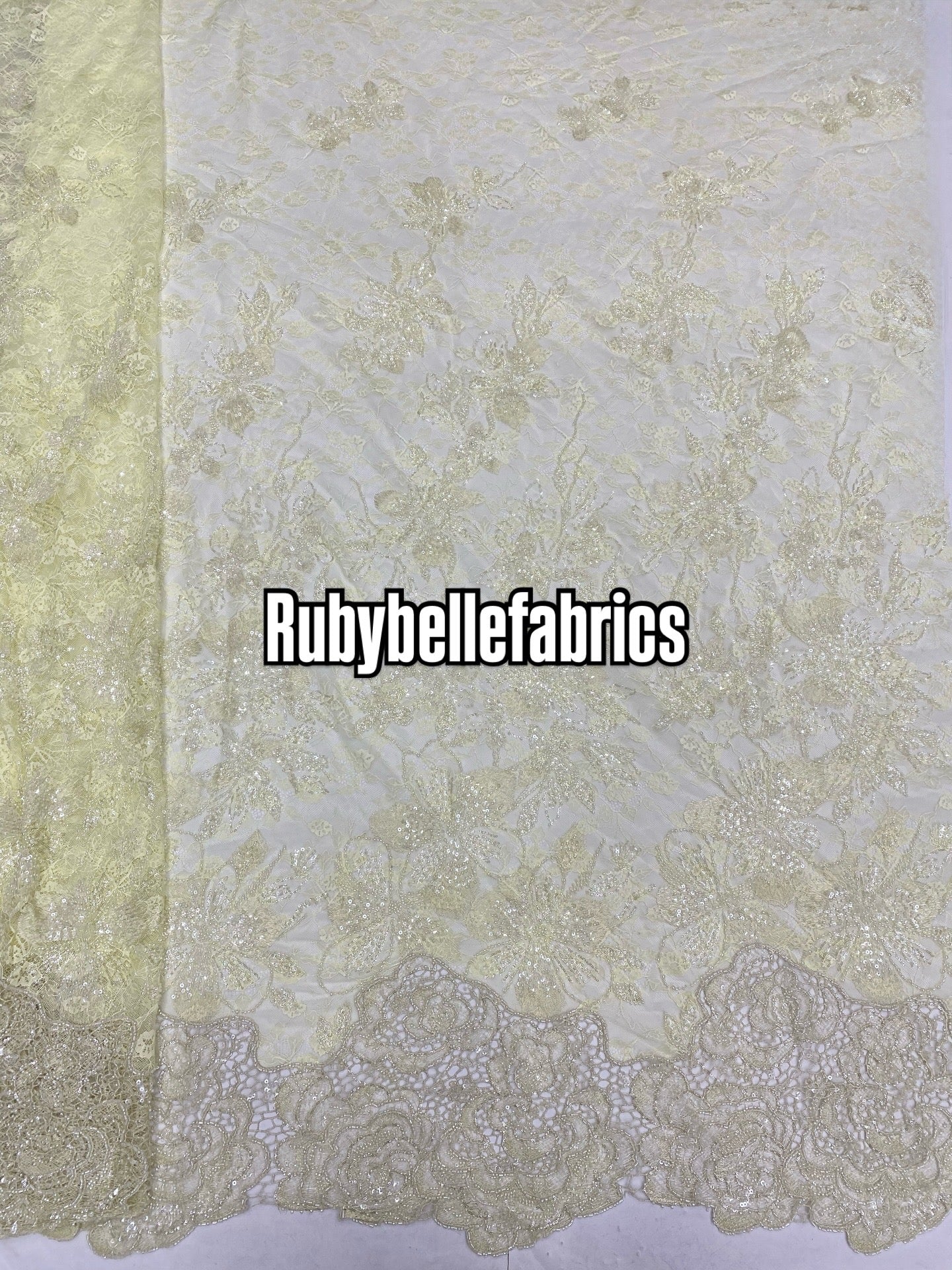 Etton Beaded Scallop Egde Lace Fabric