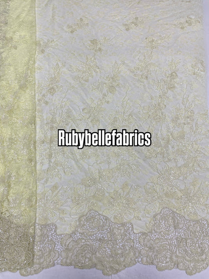 Etton Beaded Scallop Egde Lace Fabric