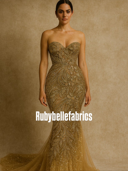 Hexille 3D Beaded Petal Couture Fabric