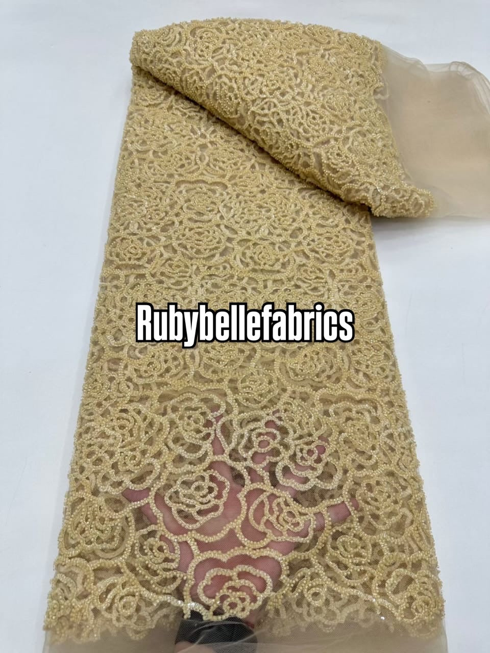 Poixy Tulle Guipure Style Beaded Fabric