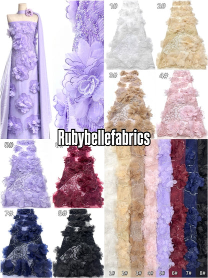 Ories Dekuxe 3D Petal Luxury Beaded Fabric