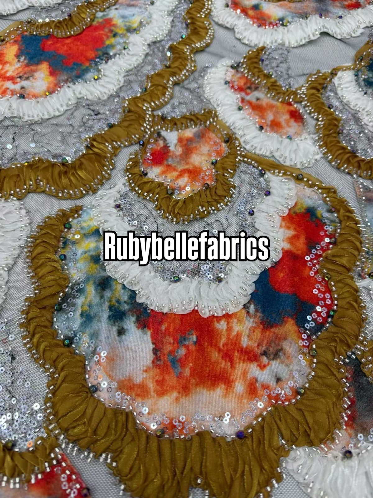 Atia Luxury Floral Beaded Sequin Fabric