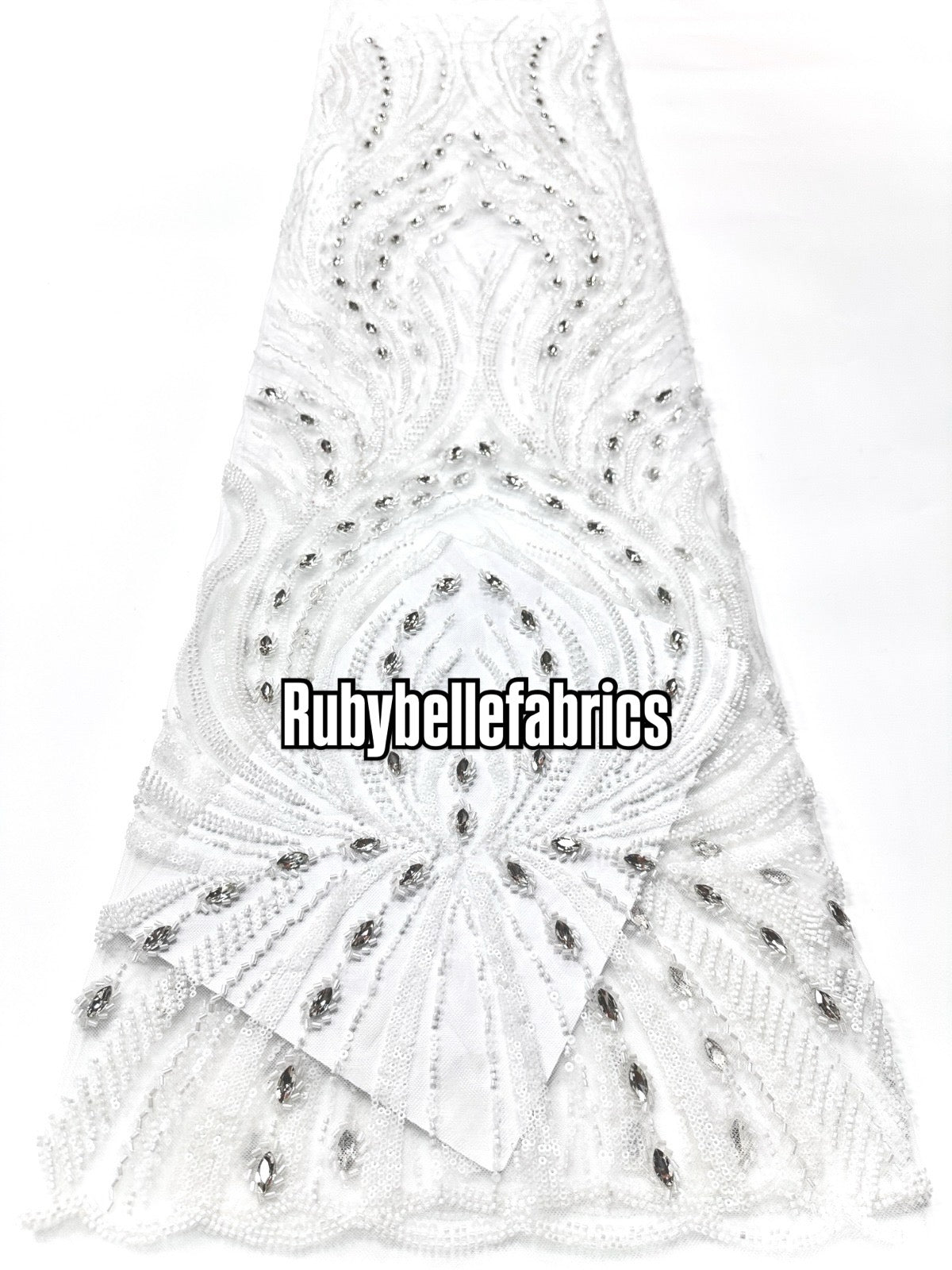 Arquise Crystal Beads Lace Fabric