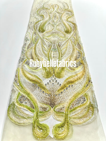 Peridot Bloom Stone couture fabric