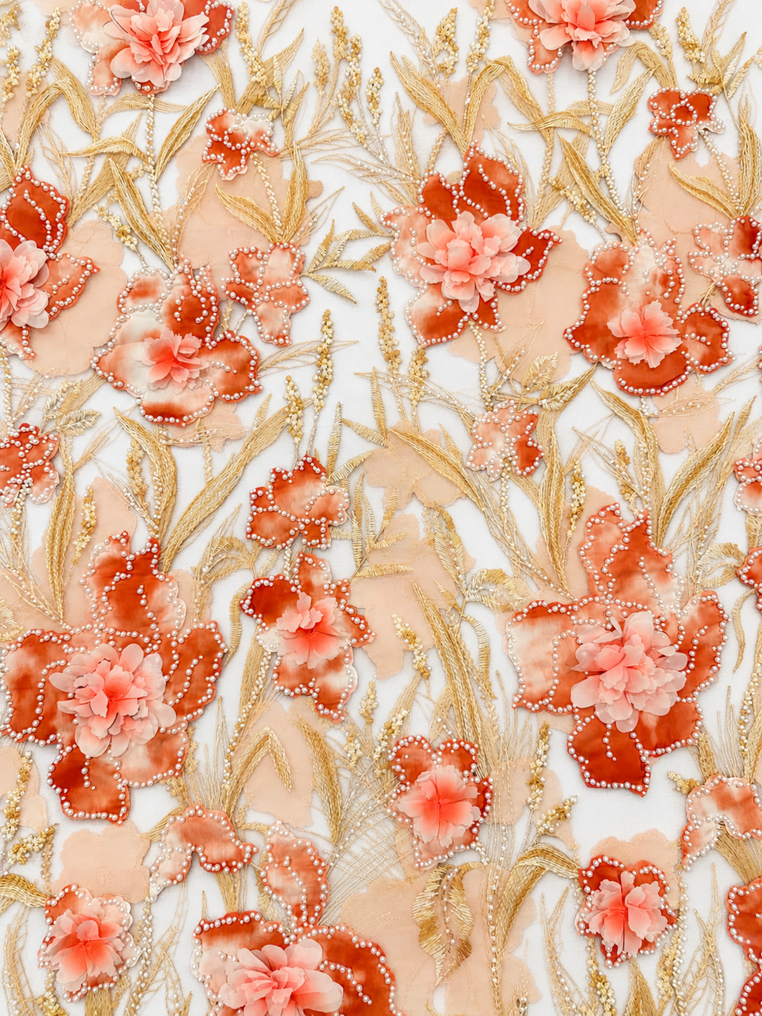 Hixy Floral 3D Fabric - Orange