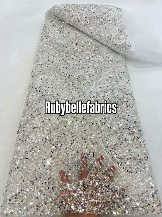 Dexzie Beaded Sequin Lace Fabric