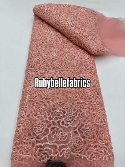 Poixy Tulle Guipure Style Beaded Fabric