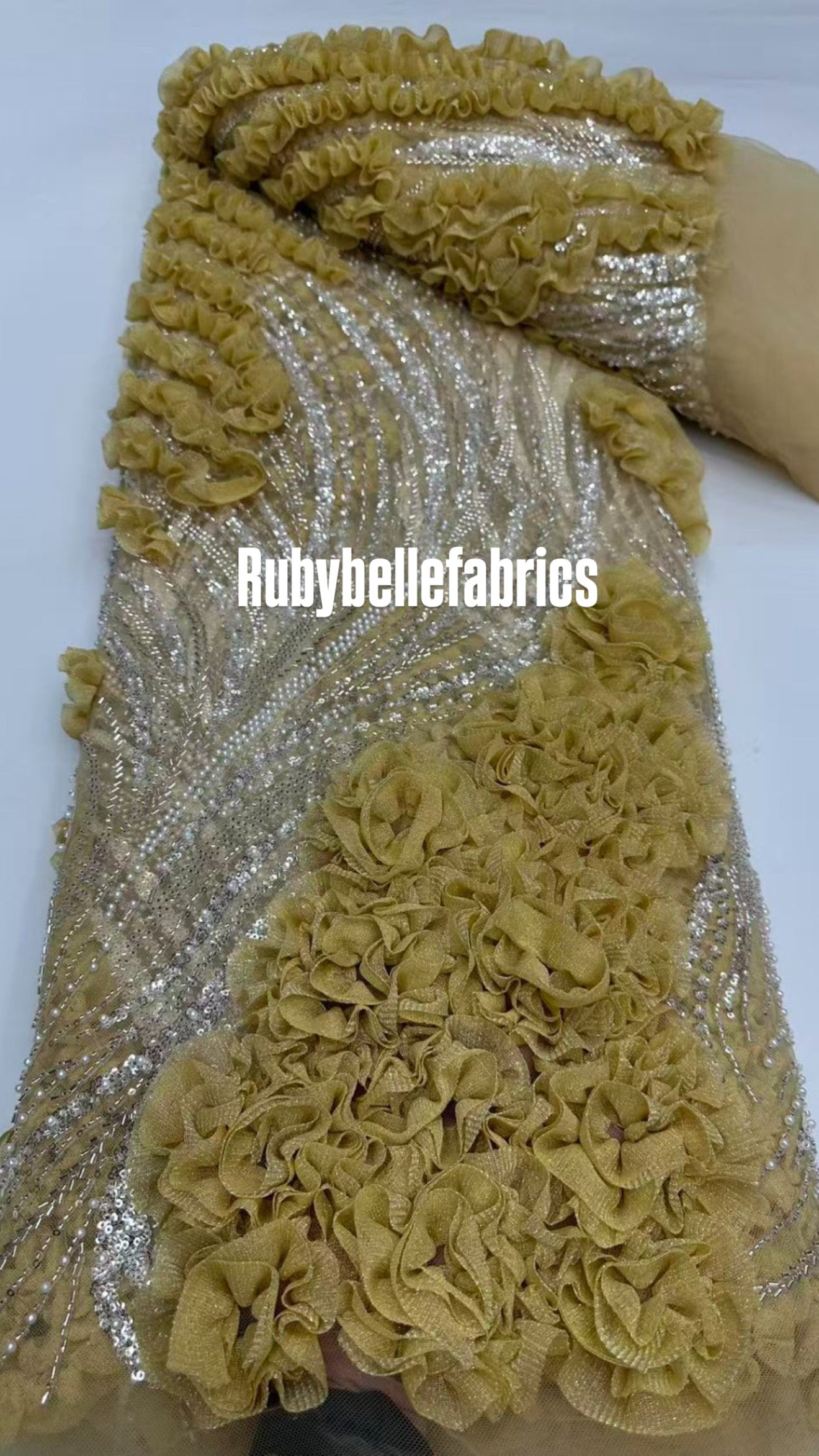 Urkey Roses 3D Sequin couture fabric