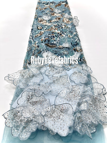 Luxury Sequin 3D Petal Beaded Fabric
