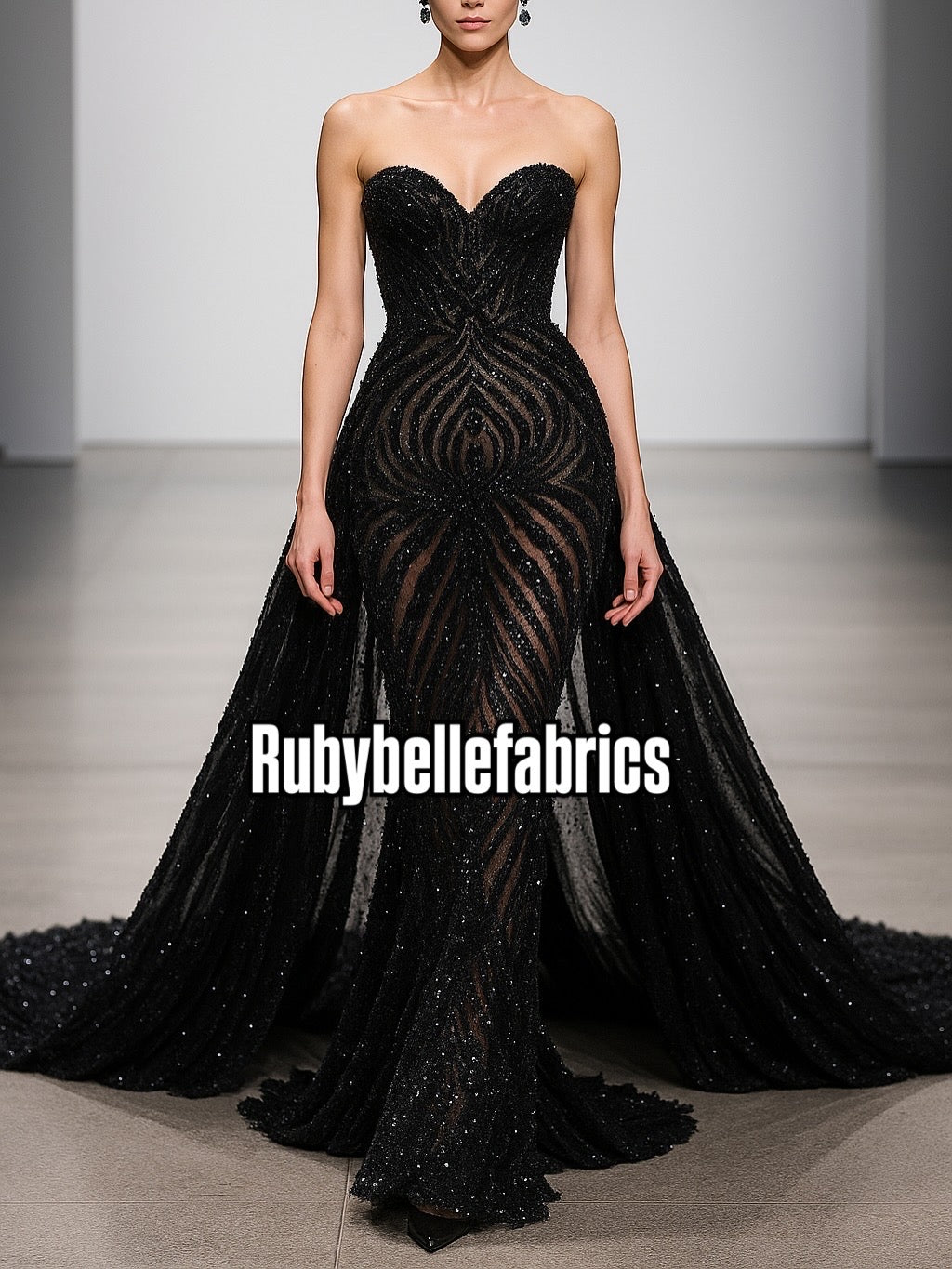 Ebra Pearls Beads Lace Fabric