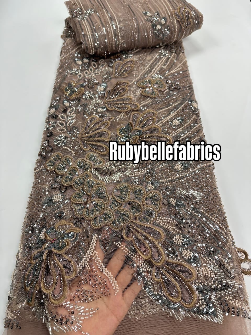 Didas Luxury 3D Floral Beaded Sequin Fabric
