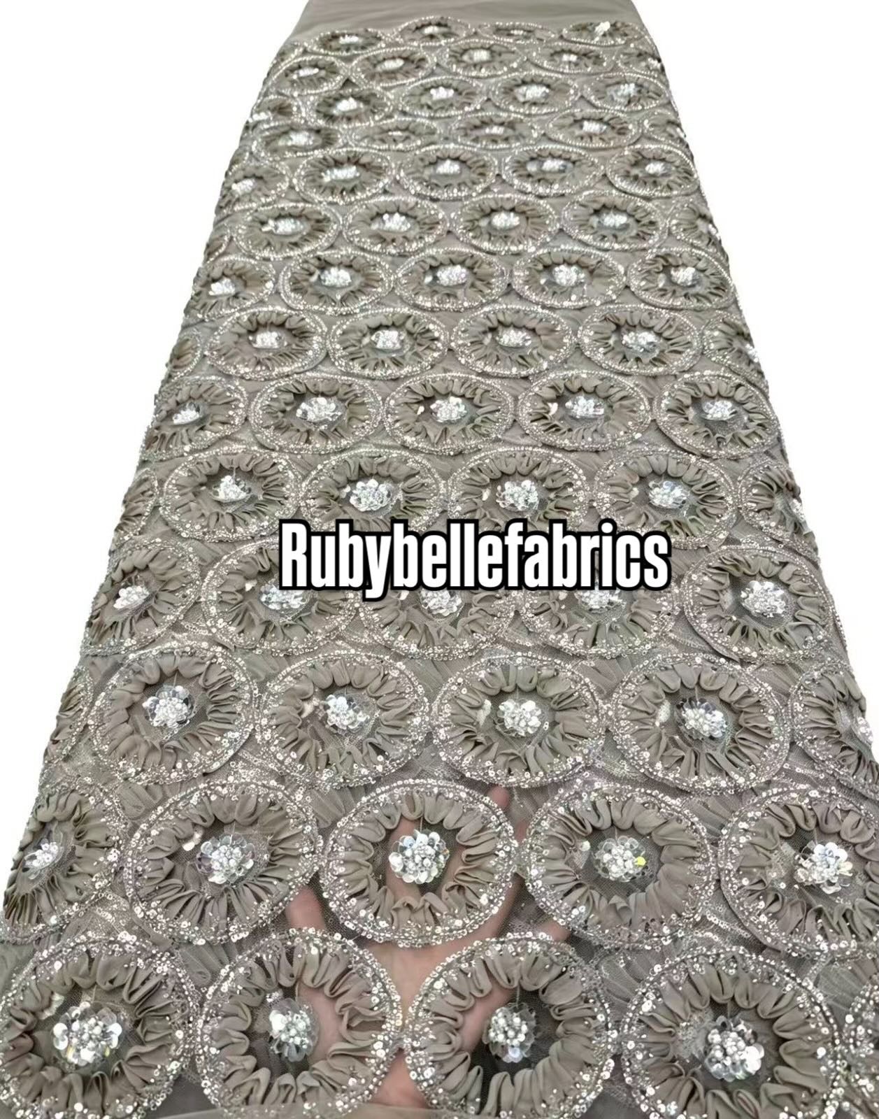 Honex Round Beaded Floral Fabric