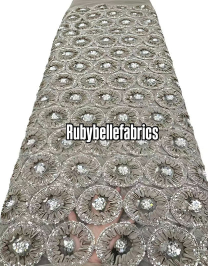 Honex Round Beaded Floral Fabric