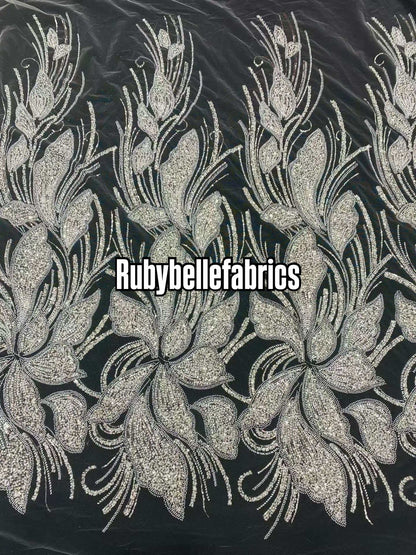 Argus Floral Sequin beaded Fabric