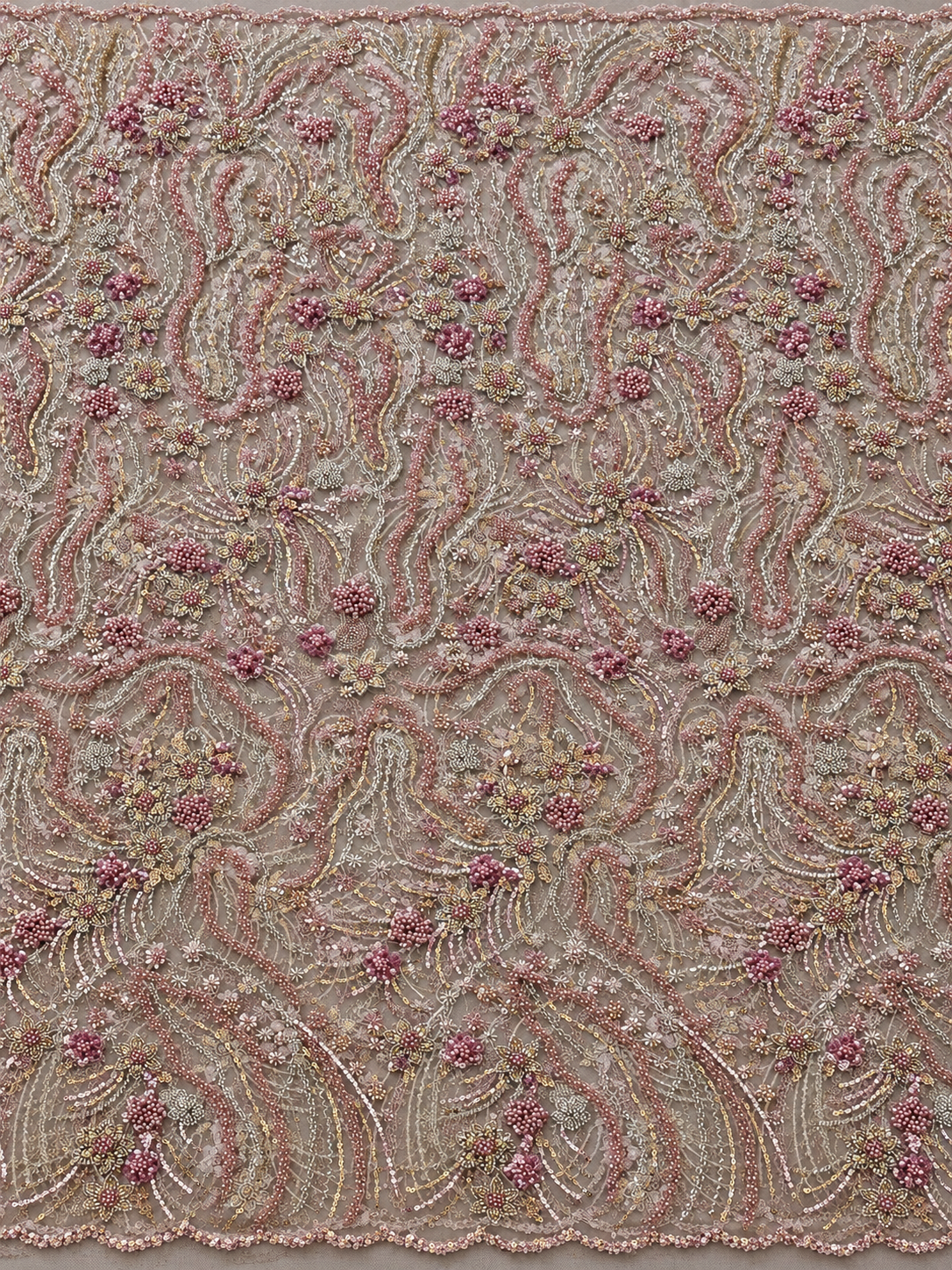 Oyce Luxury Floral Beaded Fabric - Blush Pink
