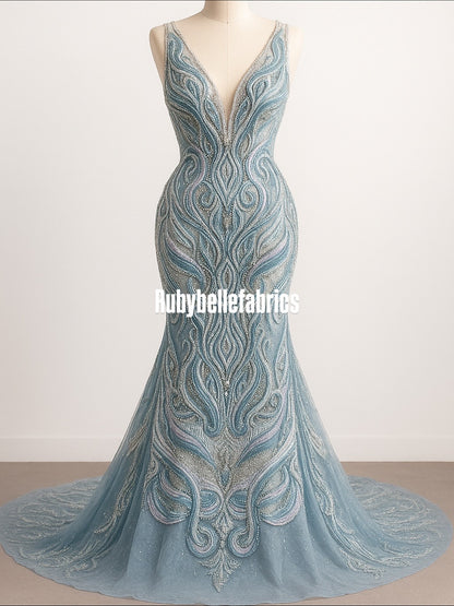 Peridot Bloom Stone couture fabric