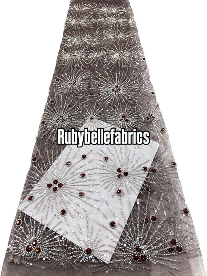 Oney Luxury Sequin Crystal Stones Fabric